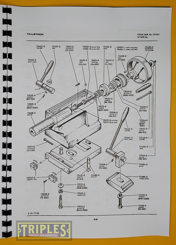 Colchester Master 2500 Lathe Instruction and Spare Parts Manual.